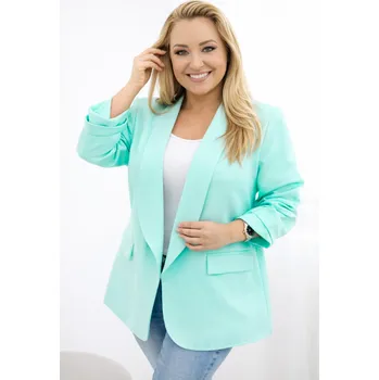 Kesi Dámské elegantní sako Plus Size Barva: Zelená, Velikost: UNI