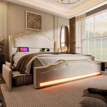 Postel Jednolůžková dřevěná postel Arhatreya 180x200, béžové odstíny