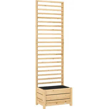 Vyvýšený záhon Vyvýšený záhon Outsunny s treláží, dřevěný květináč se špalírem, drenážní otvor, netkaná textilie, 60 x 39 x 200 cm, přírodní dřevo