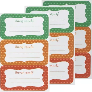 Zavařovací pomůcka Papírové etikety Domácí výroba, 9 ks, barevné