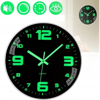 Hodiny NÁSTĚNNÉ HODINY 30 CM (12 PALCŮ) TICHÉ SVÍTÍCÍ RUČIČKY DO KANCELÁŘE ŠKOLY