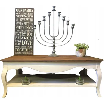 Konferenční stolek Konferenční stolek Antyki24 obdélníkový 120 x 60 x 45 cm bílý, borovice remo tmavá