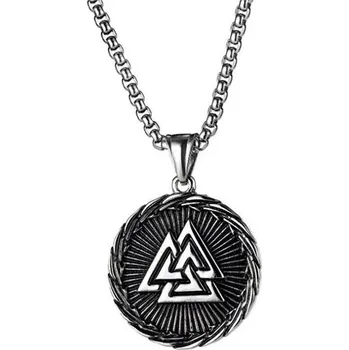 Přívěsek Přívěsek z chirurgické oceli Valknut a Vegvísir vikingský kompas, Model BEZ ŘETÍZKU (pouze přívěsek) Impress Jewelry 161019114146