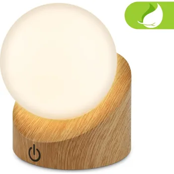 Lampička BRILONER Sora Mini LED stolní lampička bezdrátová IP54, stmívatelné, dotykový vypínač, imitace dřeva 7561011