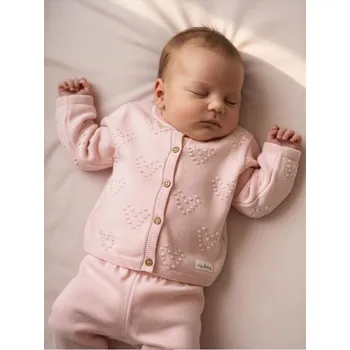 Dámská móda Sinsay - Bavlněný svetr se zapínáním na knoflíky - pastelová růžová - 555AK-03X - 555AK-03X-56