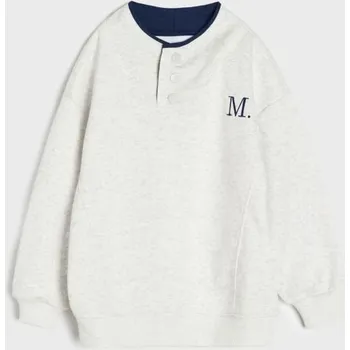 Chlapecká mikina Sinsay - Mikina s kulatým výstřihem a knoflíky u výstřihu - šedá - 446GV-09M - 446GV-09M-110