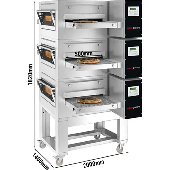 Pec na pizzu G.Gastro (3 Kusy) Plynová průběžná pec - 1680x2180mm - digitální - šířka pásu: 800mm - vč. podstavce