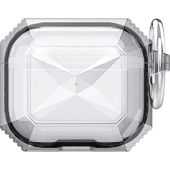 Pouzdro na mobilní telefon Odolný transparentní obal s barevným rámečkem pro AirPods 4 - černý