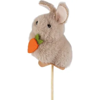 Velikonoční dekorace Zápich velikonoční kuřátko, zajíček - 3 šedobéžová zajíc