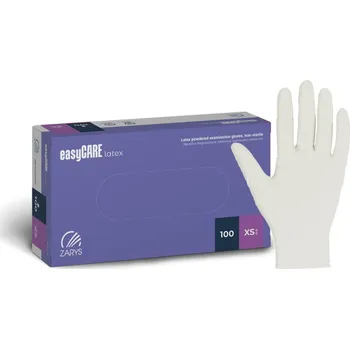 Vyšetřovací rukavice Zarys easyCARE vyšetřovací latexové rukavice XS (5-6) pudrované, 100ks