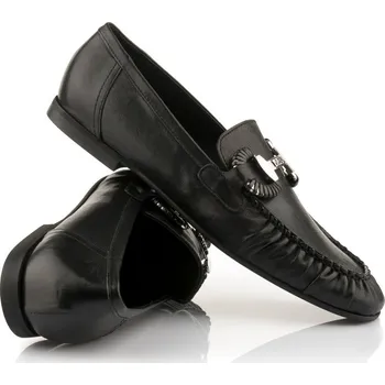 Dámské mokasíny MOKASÍNY KARL LAGERFELD ELEIA BROOCH LOAFER BLACK LTHR