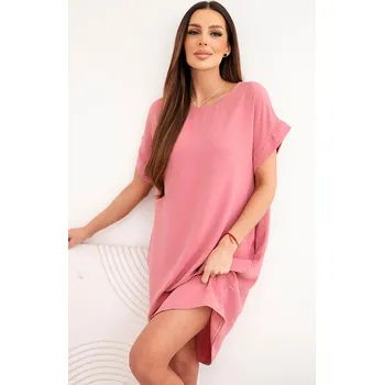 Dámské šaty Kesi Šaty s krátkým rukávem a kapsami Barva: Růžová - tmavě, Velikost: UNI