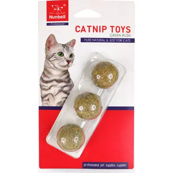 Hračka pro kočku Nunbell Kuličky pro kočky – hračka se šantou, 3 ks