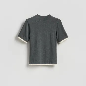 Reserved - Tričko s&nbsp;příměsí viskózy - tmavě šedá - 330JX-90M - 330JX-90M-XL