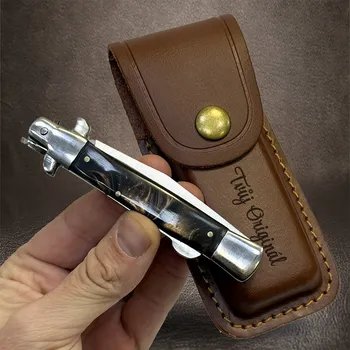 kapesní nůž Exkluzivní menší vyklápěcí nůž s koženým pouzdrem a vlastní personalizací + prémiové dárkové balení BE Original