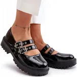 DÁMSKÉ POLOBOTKY Z EKOKŮŽE S PLOCHÝM PODPATKEM, OZDOBNÉ PÁSKY, ČERNÉ, VELIKOST 39