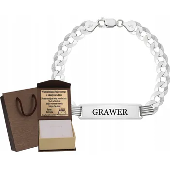 Náramek STŘÍBRNÝ PLNÝ PÁNSKÝ NÁRAMEK PANCÍŘ S PLECHEM RYZOST 925 + GRAVÍROVÁNÍ DÁREK