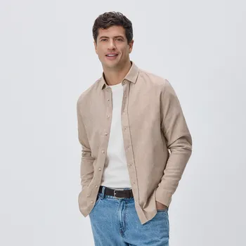 Reserved - Košile slim fit z&nbsp;egyptské bavlny - béžová - 563HT-08M - 563HT-08M-L