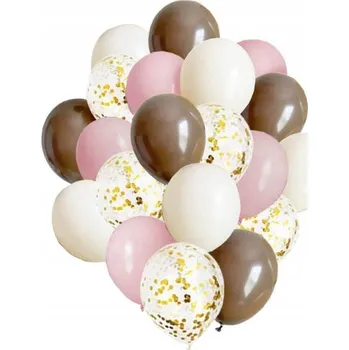 Balónek BALÓNKY BOHO PASTEL RŮŽOVÝ ČOKOLÁDOVÝ KRÉM S KONFETAMI