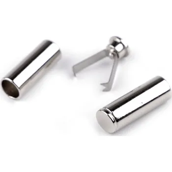 Kovová koncovka na šňůru dvoudílná s pojistkou Ø6 mm, střední, 1 nikl