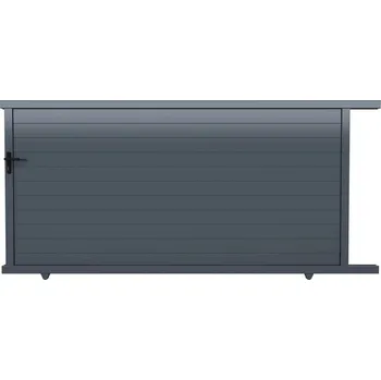 Plot posuvná hliníková brána po kolejnici, antracit - rozměr 4082 x 1862 mm, lamely 150 x 16 x 1,2 mm, barva antracit RAL 7016, ovládání ruční, hákový zámek, šířku lze individuálně přizpůsobit zkrácením hliníkových profilů