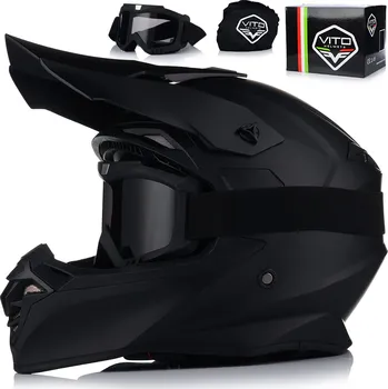 Helma na motorku MOTOCYKLOVÁ PŘILBA | VITO TIVOLI MAT | OFF-ROAD ENDURO CROSS QUAD ATV + BRÝLE