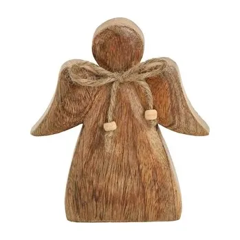 Vánoční dekorace Dřevěný anděl Mango 13x15x2 cm
