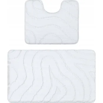 Koupelnová předložka KOUPELNOVÉ PŘEDLOŽKY 2ks 60x100 VLNY bílé PROTISKLUZOVÉ MĚKKÉ #KPL243