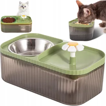 fontána pro kočku Fontánka pro kočky s miskou na jídlo 19451_Z 3 l zelená