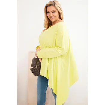 Dámské oblečení Kesi Dámská tunika Plus Size z bavlny s asymetrickým spodním lemem Barva: Žlutá, Velikost: UNI