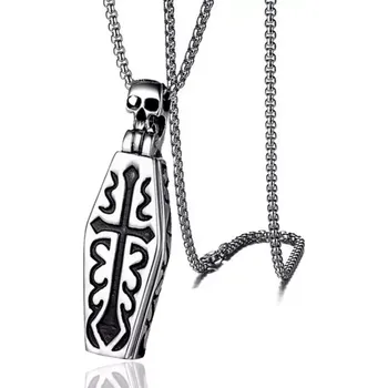 Přívěsek Otevírací ocelový přívěsek Rakev s kostrou - Model BEZ ŘETÍZKU (pouze přívěsek)