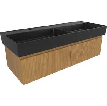 Koupelnový nábytek SAT Koupelnová skříňka s umyvadlem SAT Evolution 118x30x44,5 cm dub medový mat SATEVO120DMU2B SATEVO120DMU2B