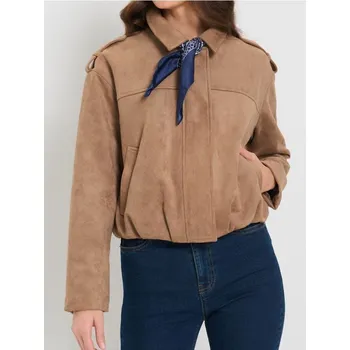 Dámský kabát Sinsay - Bunda z imitace semiše s límečkem - béžová - 310HC-08X - 310HC-08X-XXL