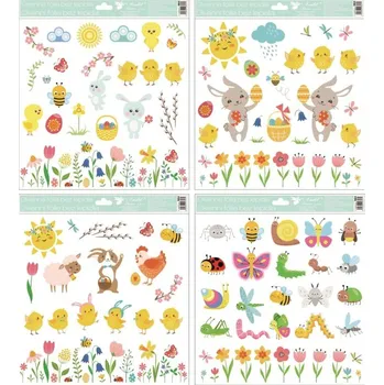 Okenní dekorace Okenní fólie mix se sluníčkem a kuřátky, 30x33,5 cm/984