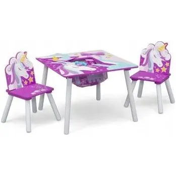 Jídelní set Sada stolek a 2 židle Delta Children Jednorožec Koník 59x59x45 cm