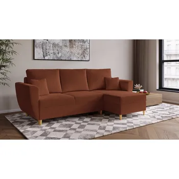 Sedací souprava Rohová rozkládací sedačka SAVONA - rudá - manšestrová látka - LINCOLN 52