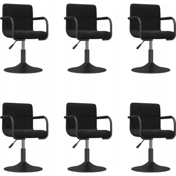 Jídelní židle Otočné jídelní židle, 6 ks, černé, čalouněné