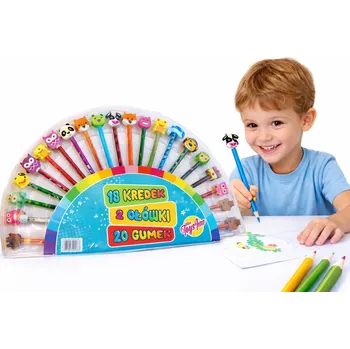 Pastelka Pastelky Stnux 20 ks Zábavné Pastelky Gumičky Zvířátka Tužka Gumička