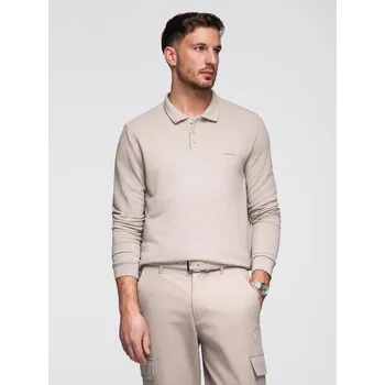 Oblečení a móda Pánská strukturovaná polokošile s dlouhým rukávem a nášivkou - ash V3 OM-POLS-0131 - L