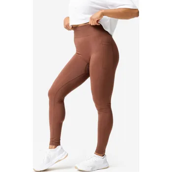 Dámské legíny DOMYOS Dámské legíny bezešvé s vysokým pasem a push up efektem L KAŠTANOVÁ