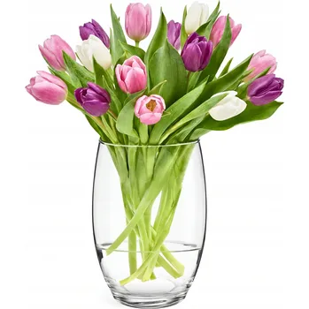 Váza SKLENĚNÁ VÁZA na květiny, kytice, SVÍCEN 19,8 cm POLSKÉ SKLO Glasset Sofia