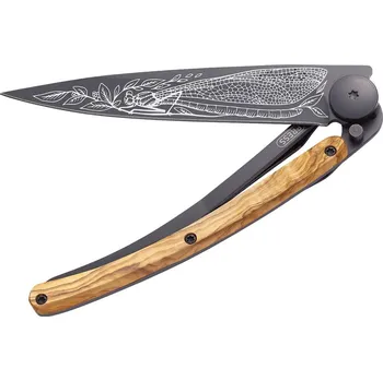 Sport Kapesní nůž Deejo 1GB154 Tattoo Black 37g olive wood Dragonfly
