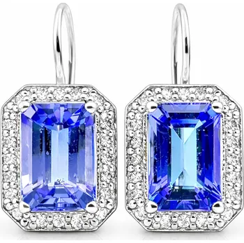 Náušnice Leru Luxusní náušnice z bílého zlata s dia a Tanzanity