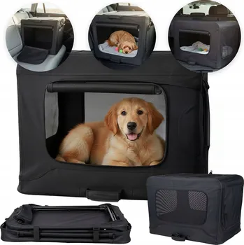 přepravka pro zvíře Přepravka pro psa kočku, skládací klec, černá, do 32 kg