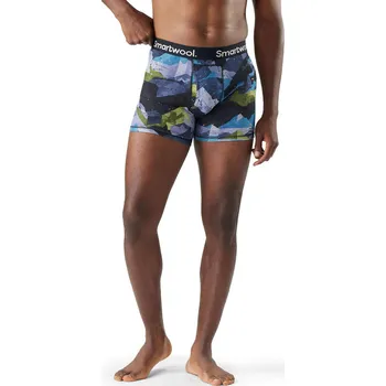 Pánské spodní prádlo Pánské merino boxerky SMARTWOOL Men's Merino Print Boxer Brief Boxed, Blue Summit Sector velikost: M