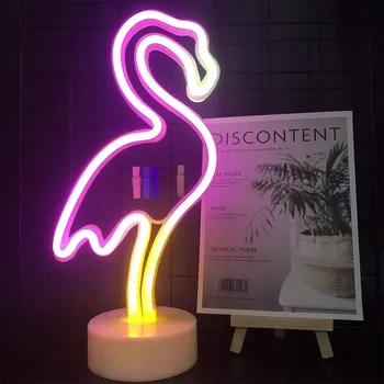Lampička NOČNÍ LAMPA STOLNÍ FLAMINGO NEONOVÉ LED SVĚTLO DEKORATIVNÍ LAMPA