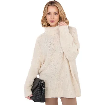 Dámský svetr Dámský svetr dlouhý rolák boucle hladký teplý