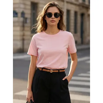 Sinsay - Bavlněné tričko s výšivkou - pastelová růžová - 248HB-03X - 248HB-03X-XL