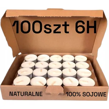 Svíčka TEALIGHT Sojové ohřívače NATURALNÍ ruční výroba svíčky 100 Ks 6H