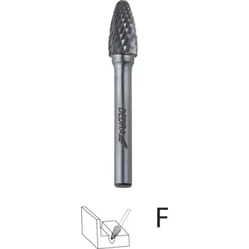 Frézka Dedra Ogivální stopková fréza zaoblená F 12x25mm, stopka 6mm, 07F653 na kov, oblá (Dedra 07F653 F12x25mm Ogivální fréza se zaoblenou stopkou z karbidu wolframu, upínací stopka 6 mm)